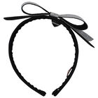 Girls Black & Silver Bow Headband, 2, hi-res